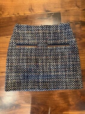 Veronica Beard Navy Multicolor Tweed Mini Skirt
